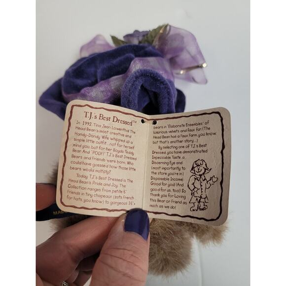 Boyds Bears BERNADETTE DEBEARVOIRE #918443 6" Plush Bear Tags Purple Hat - Picture 9 of 10